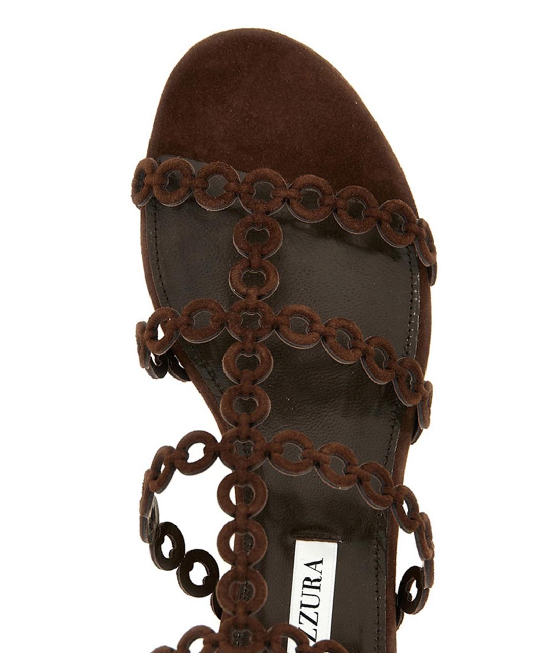 AQUAZZURA Коричневые кожаные босоножки, фото 4