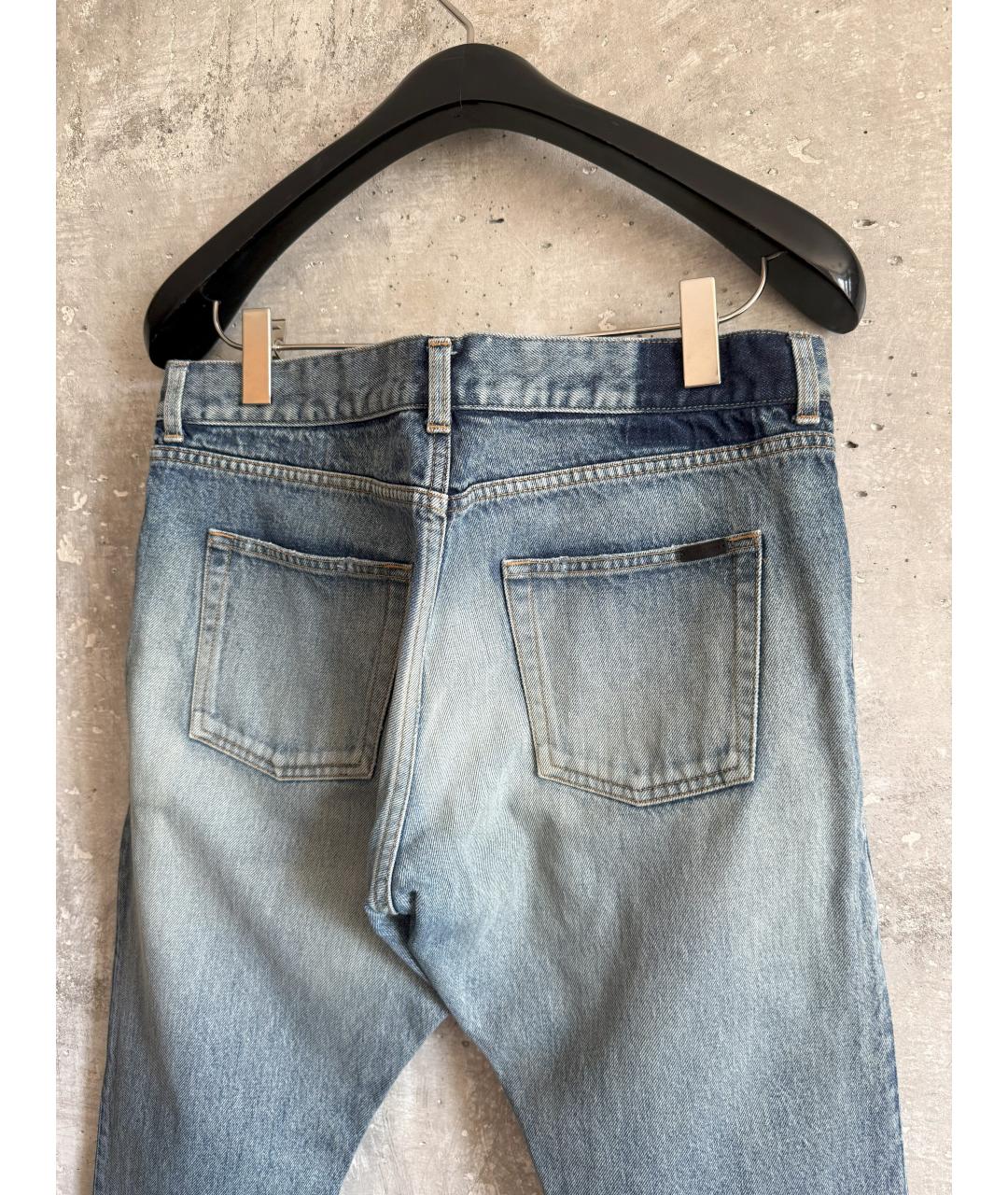 SAINT LAURENT Голубые хлопковые прямые джинсы, фото 3