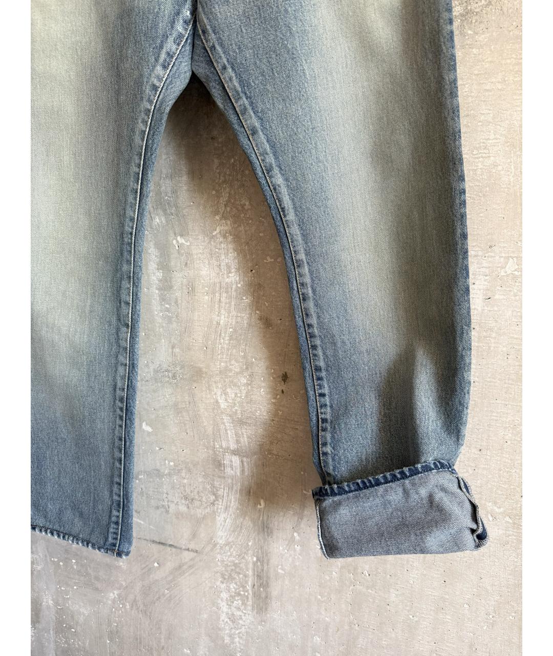 SAINT LAURENT Голубые хлопковые прямые джинсы, фото 4