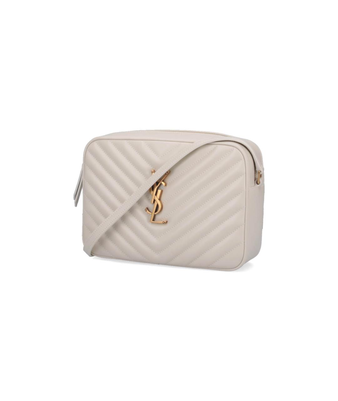 SAINT LAURENT Белая кожаная сумка через плечо, фото 2