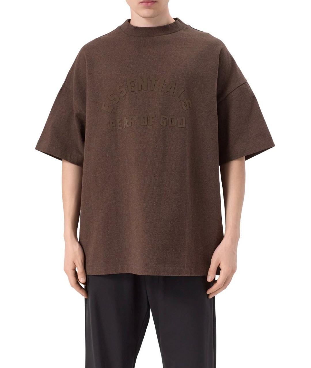 FEAR OF GOD ESSENTIALS Коричневая хлопковая футболка, фото 6