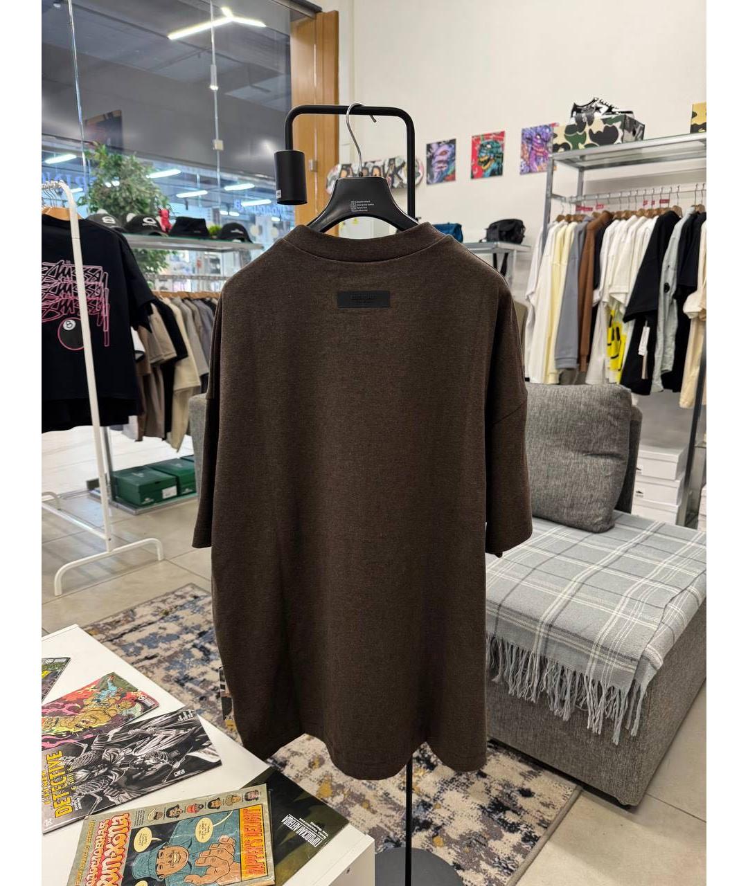 FEAR OF GOD ESSENTIALS Коричневая хлопковая футболка, фото 4
