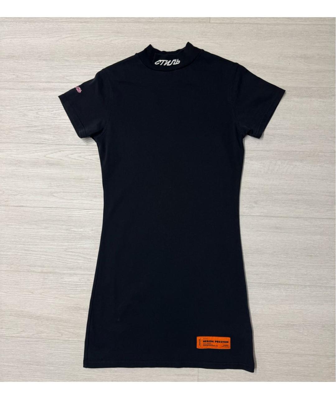 HERON PRESTON Черное хлопковое повседневное платье, фото 5