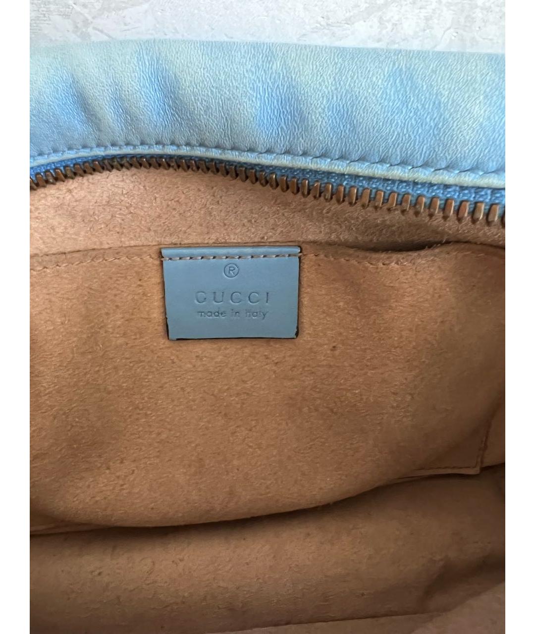 GUCCI Голубая кожаная сумка через плечо, фото 5