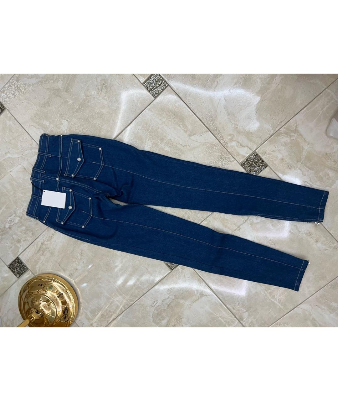 BALMAIN Темно-синие хлопко-эластановые джинсы слим, фото 3