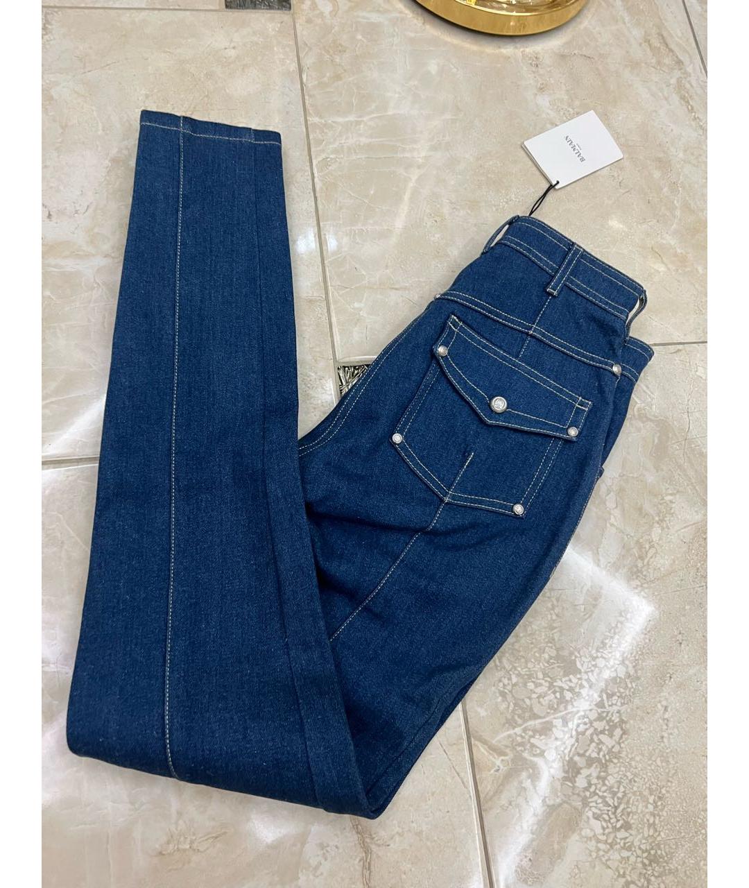 BALMAIN Темно-синие хлопко-эластановые джинсы слим, фото 5