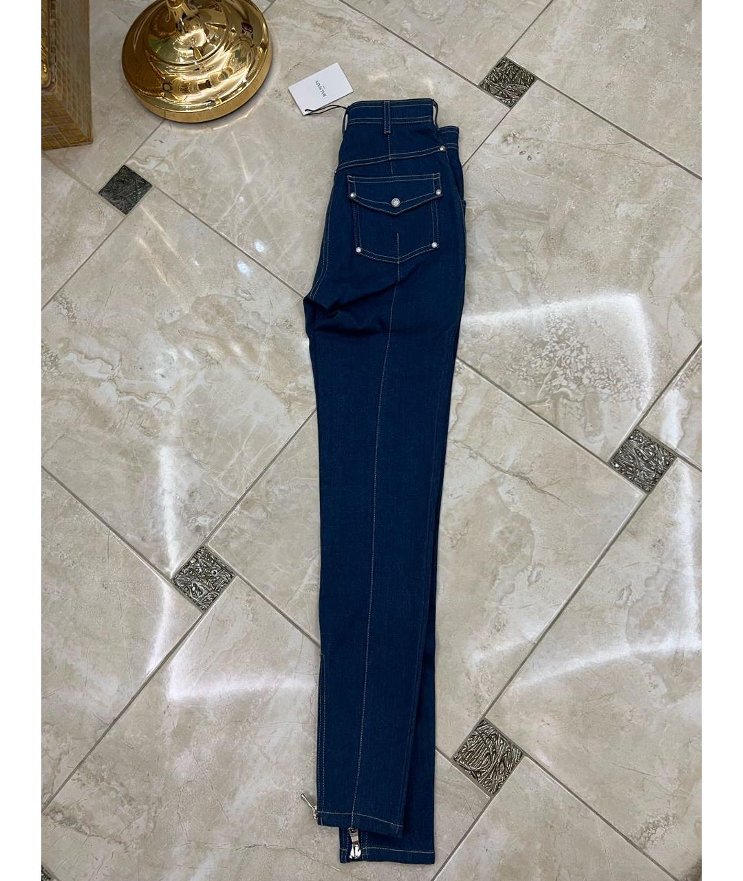 BALMAIN Темно-синие хлопко-эластановые джинсы слим, фото 2