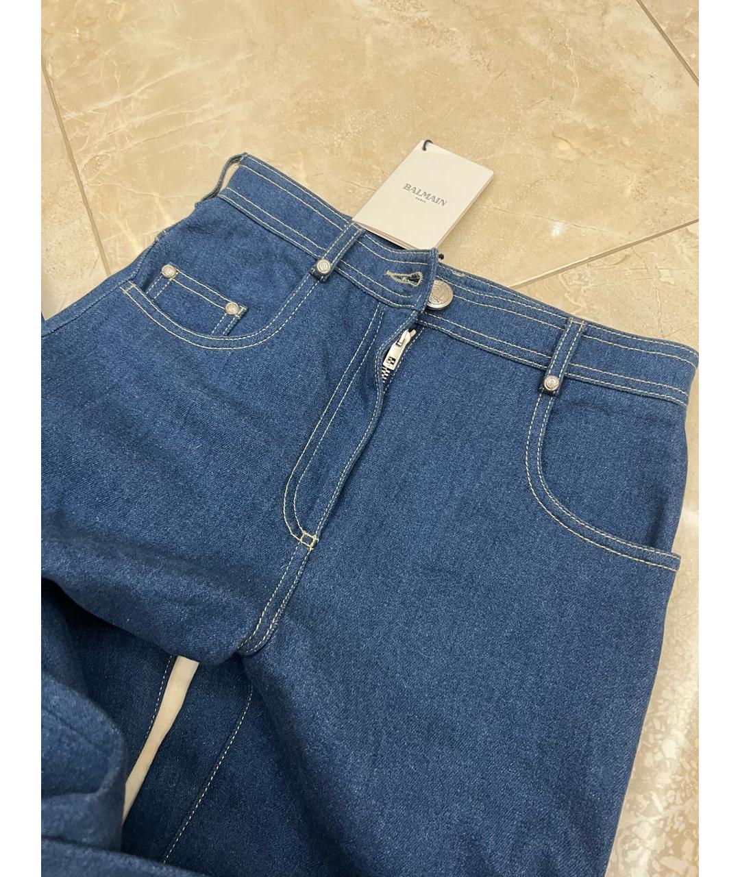 BALMAIN Темно-синие хлопко-эластановые джинсы слим, фото 4