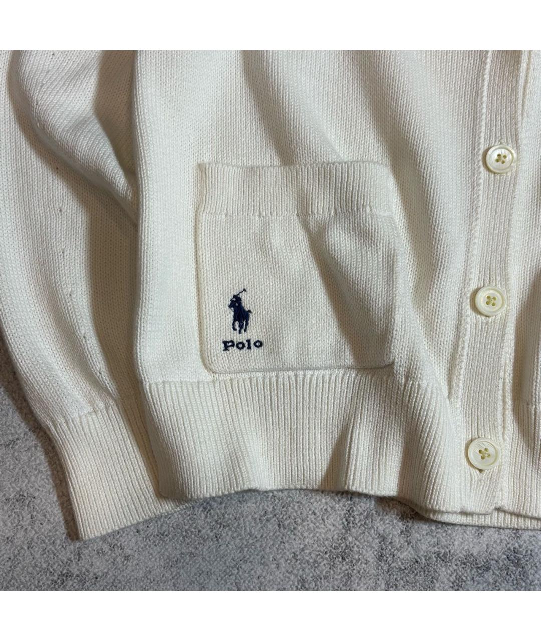 POLO RALPH LAUREN Белый хлопковый кардиган, фото 4