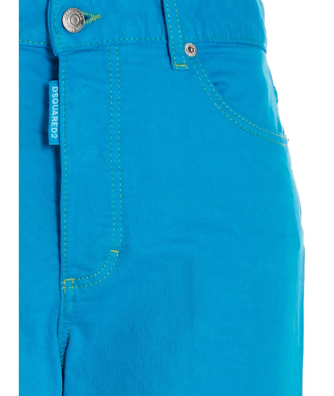 DSQUARED2 Голубые хлопковые прямые джинсы, фото 3