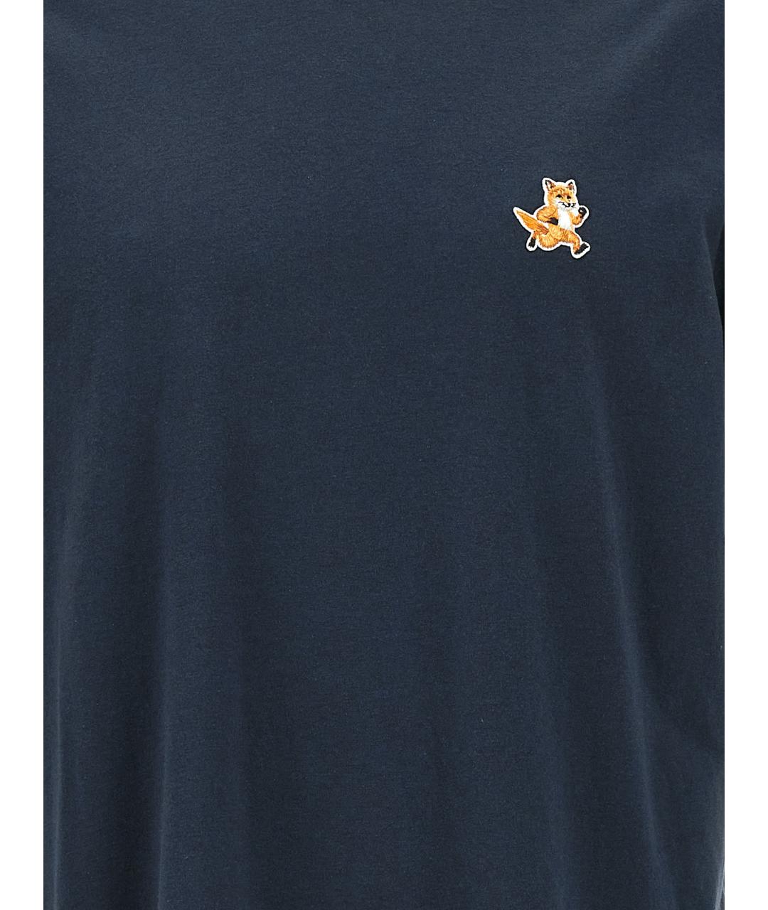 MAISON KITSUNE Синяя хлопковая футболка, фото 4