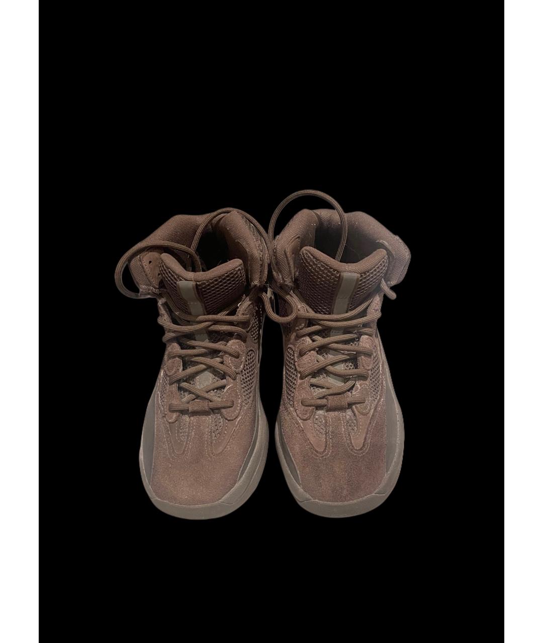 ADIDAS YEEZY Коричневые замшевые высокие кроссовки / кеды, фото 3