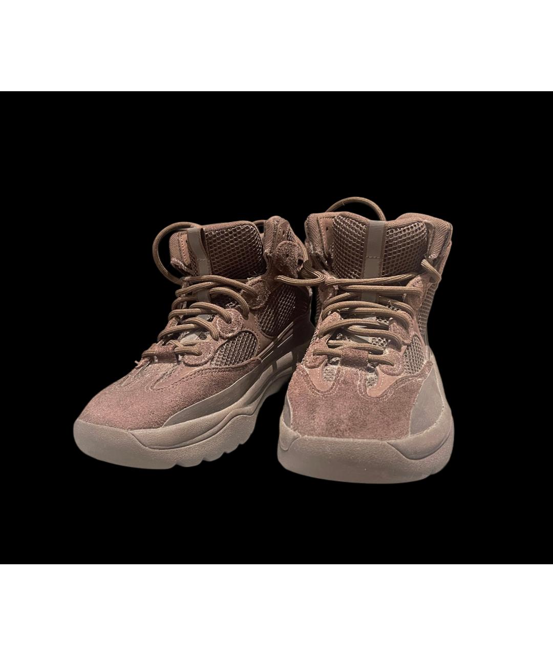 ADIDAS YEEZY Коричневые замшевые высокие кроссовки / кеды, фото 2
