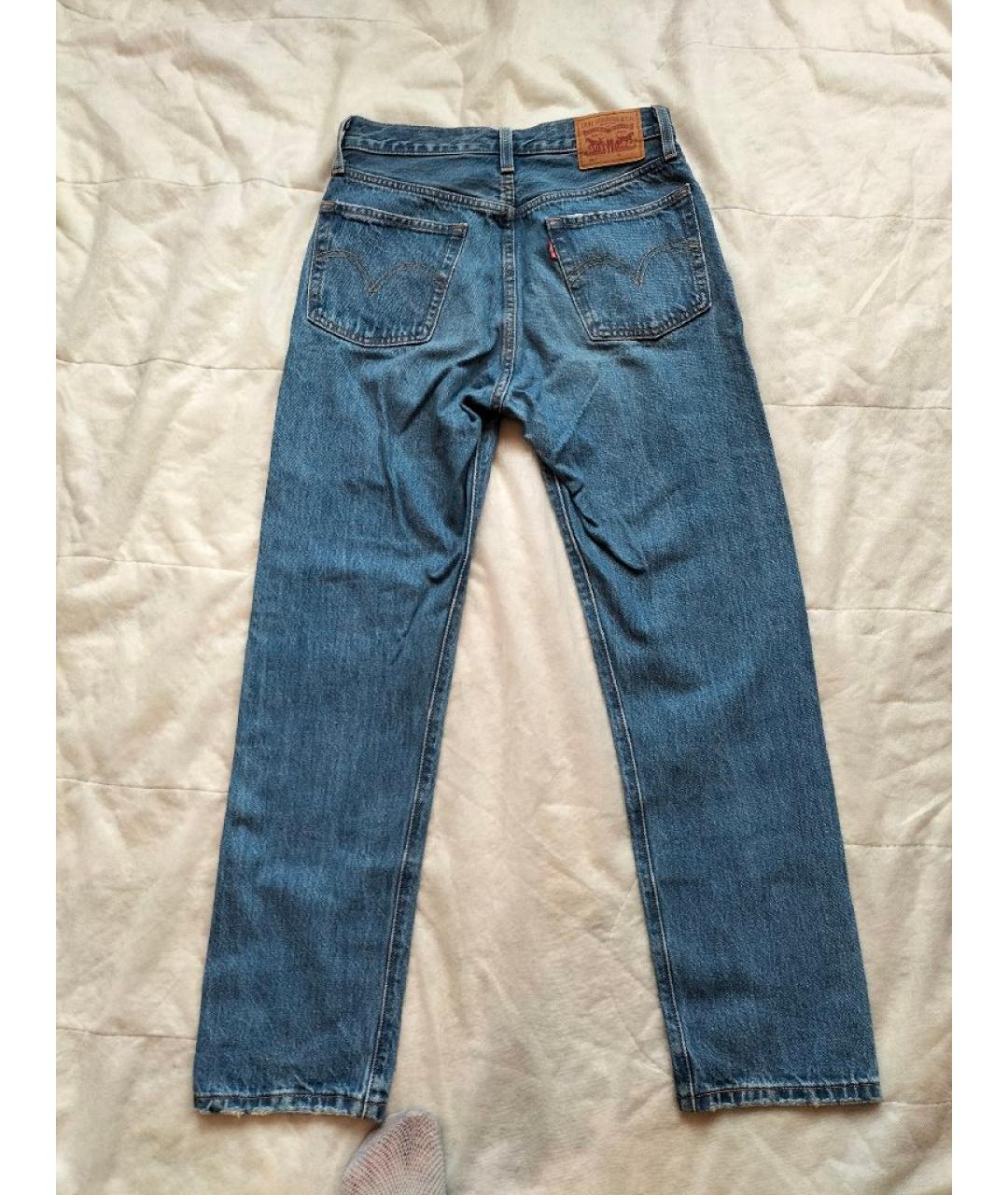 LEVI'S Голубые хлопковые прямые джинсы, фото 2