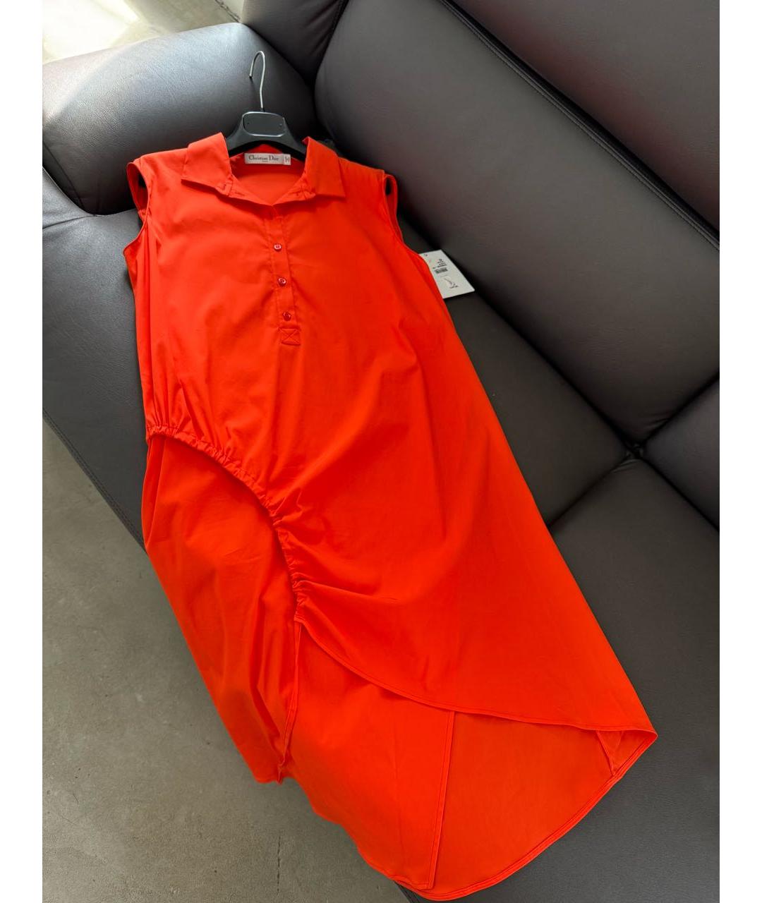 CHRISTIAN DIOR Коралловое хлопко-эластановое платье, фото 2