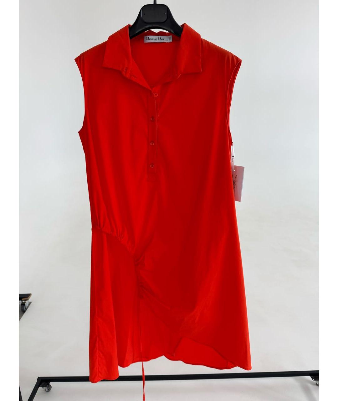 CHRISTIAN DIOR Коралловое хлопко-эластановое платье, фото 4