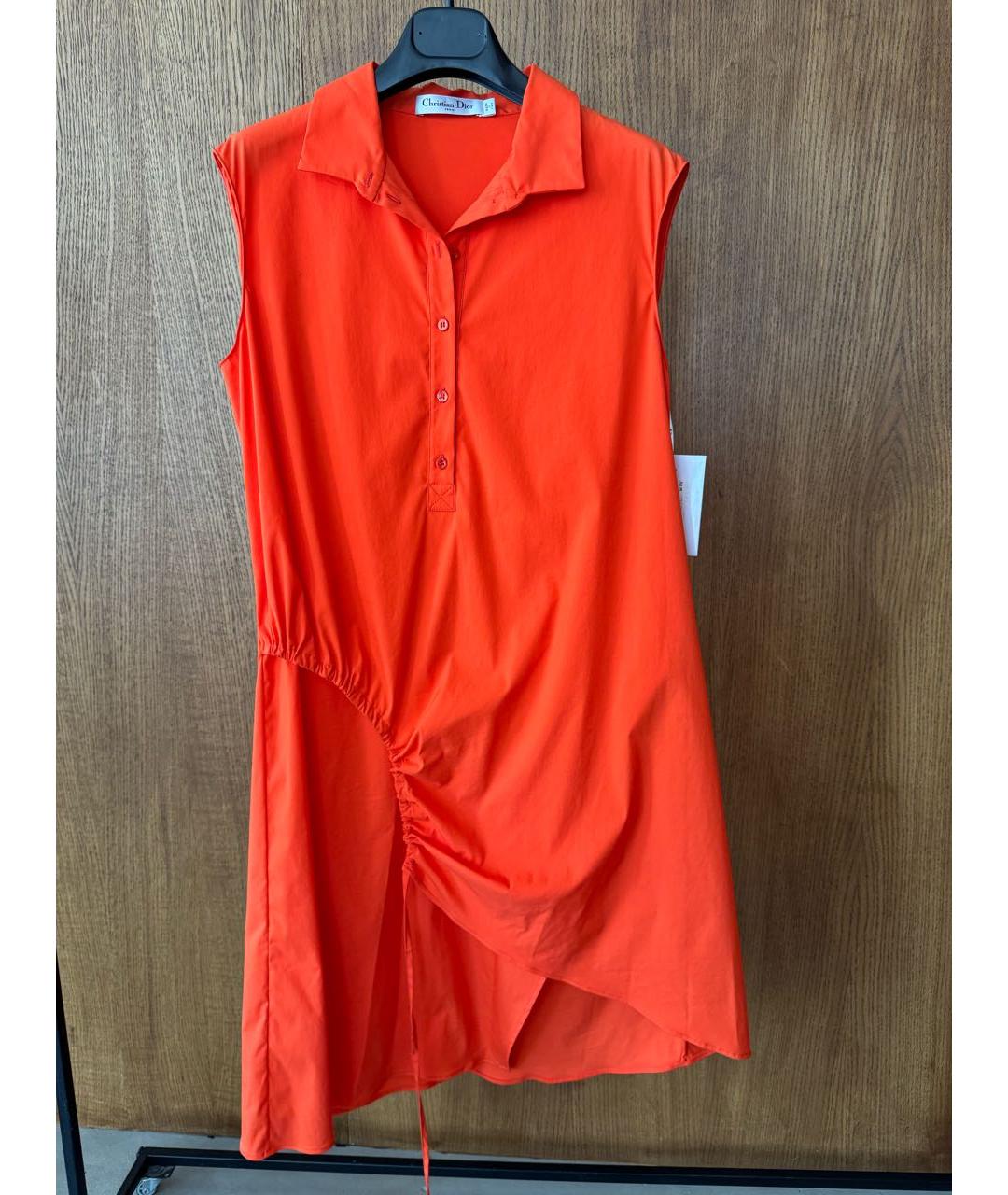 CHRISTIAN DIOR Коралловое хлопко-эластановое платье, фото 3