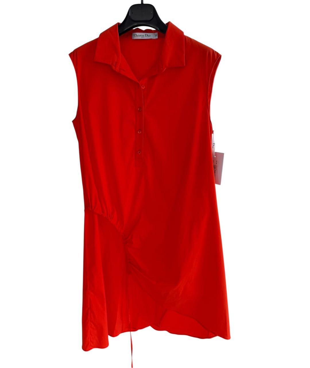 CHRISTIAN DIOR Коралловое хлопко-эластановое платье, фото 8
