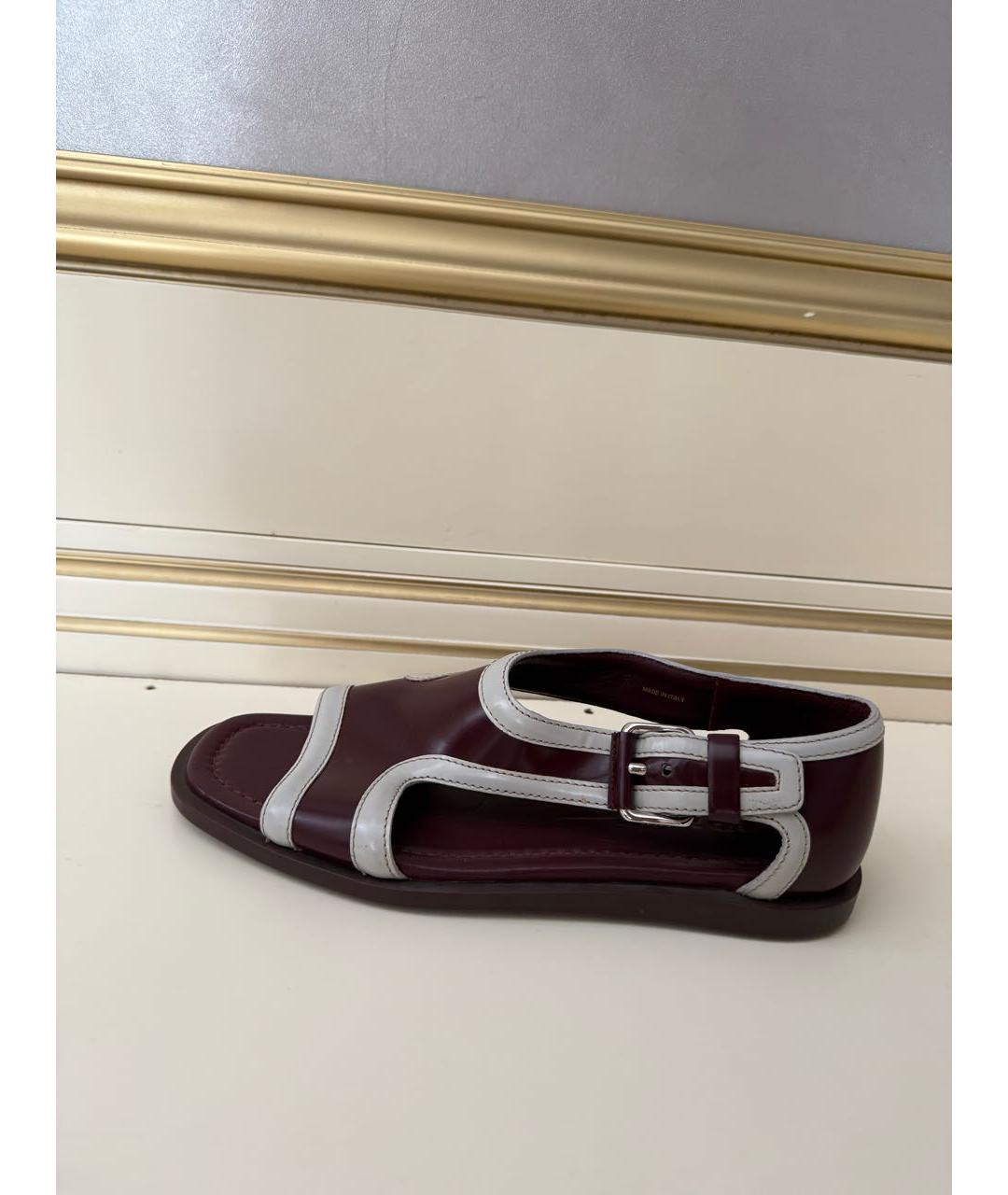 PRADA Бордовые кожаные сандалии, фото 8