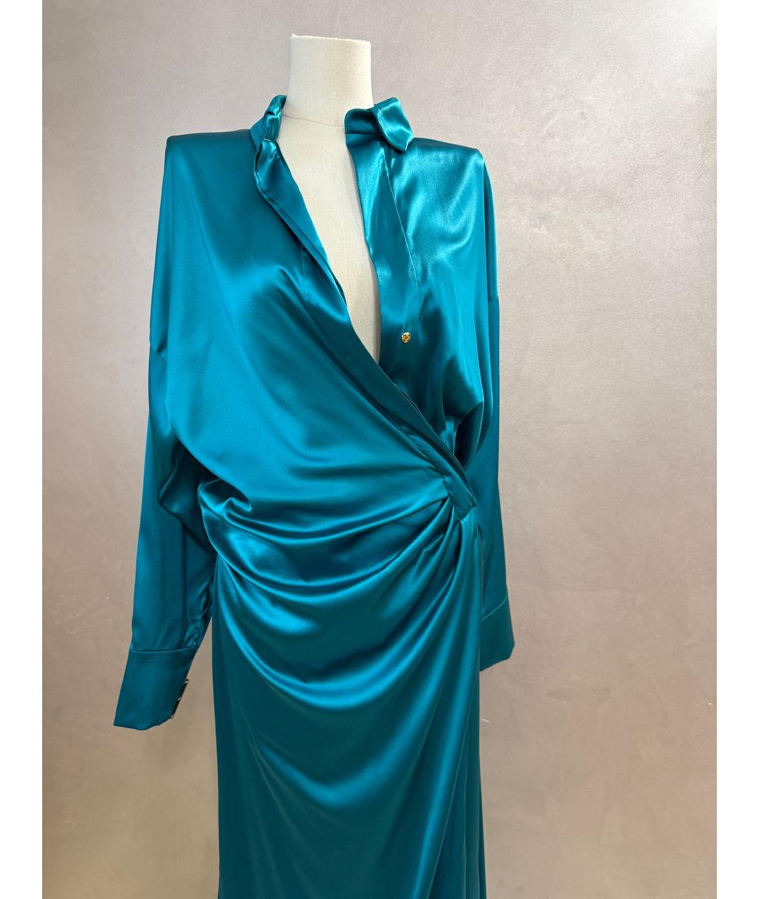 ALEXANDRE VAUTHIER Бирюзовое шелковое вечернее платье, фото 3