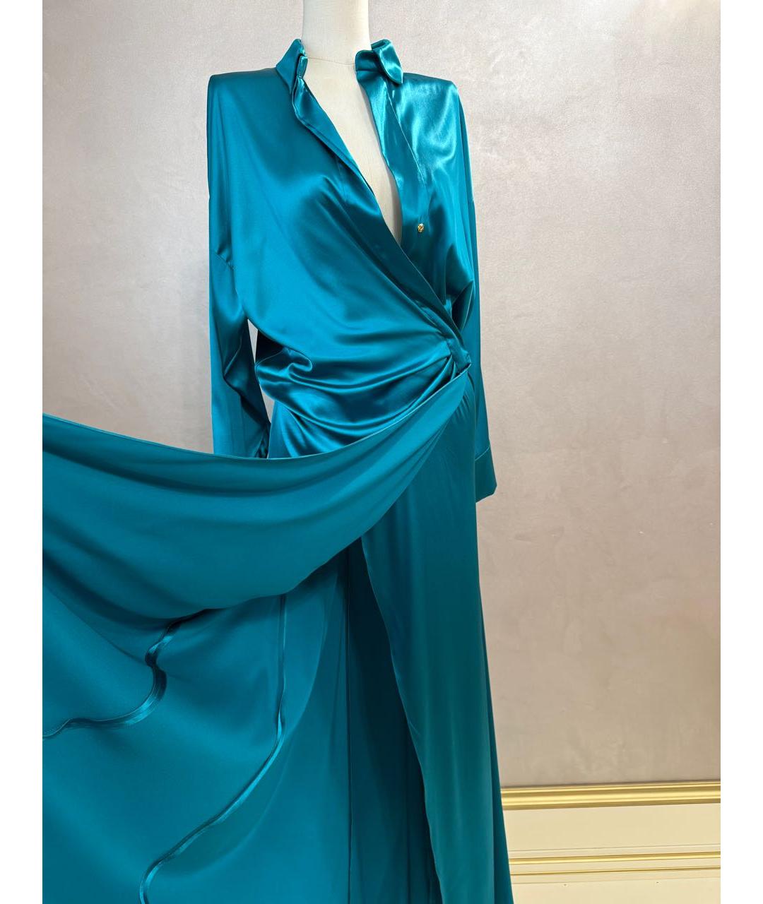 ALEXANDRE VAUTHIER Бирюзовое шелковое вечернее платье, фото 4