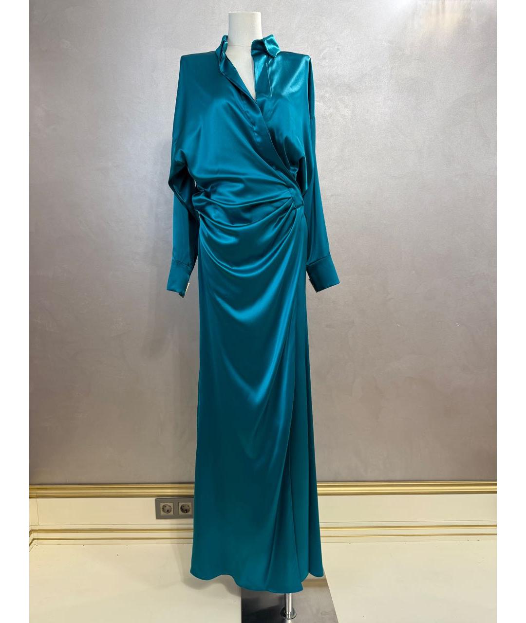ALEXANDRE VAUTHIER Бирюзовое шелковое вечернее платье, фото 8