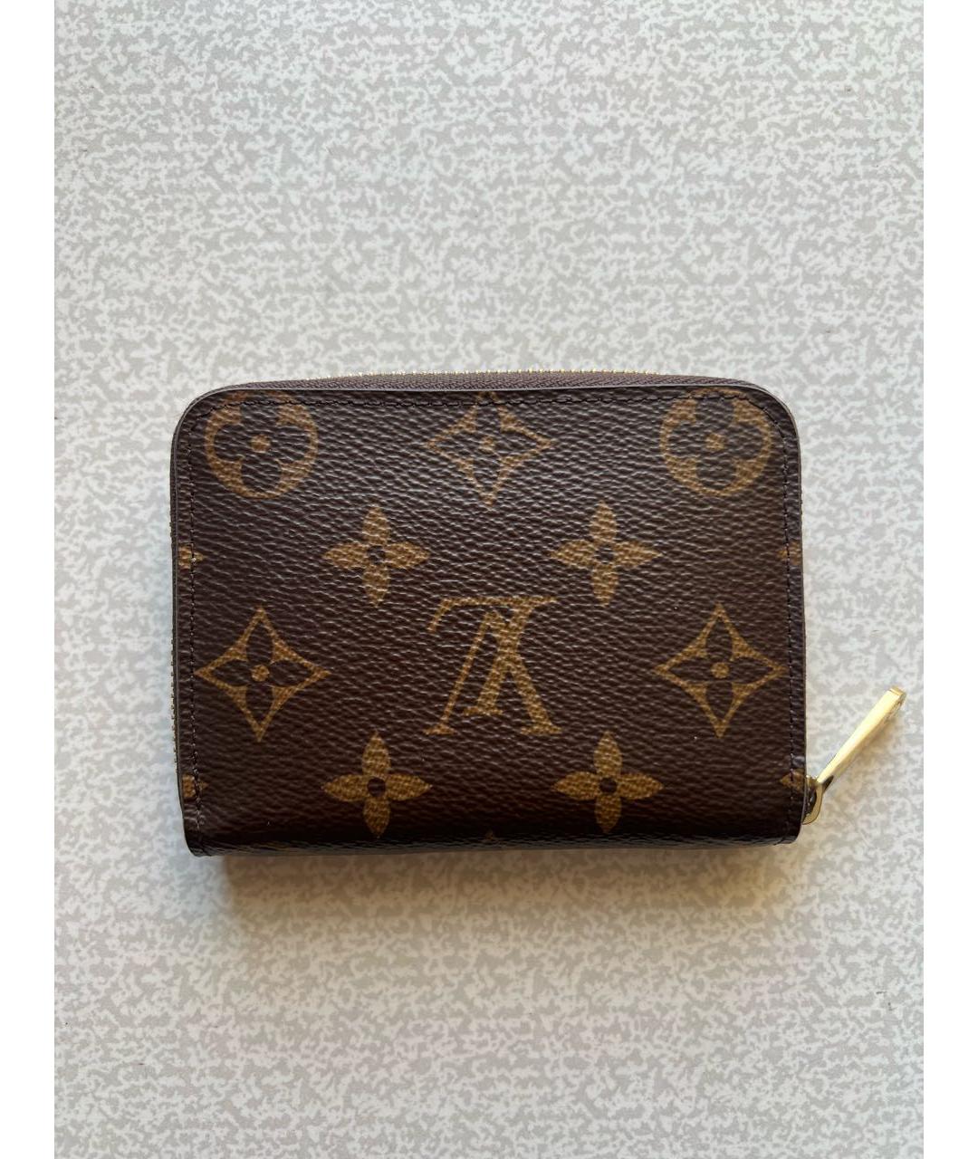 LOUIS VUITTON Коричневый кожаный кошелек, фото 7