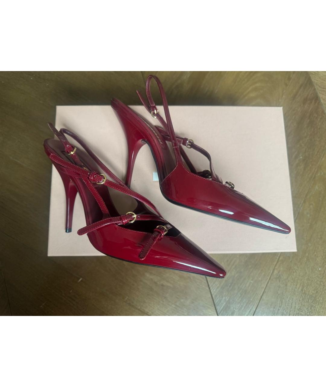 MIU MIU Бордовые туфли из лакированной кожи, фото 2