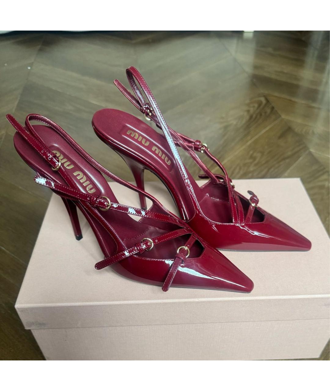 MIU MIU Бордовые туфли из лакированной кожи, фото 5