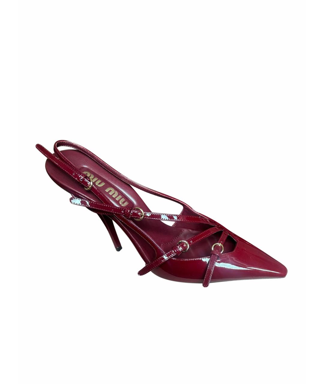 MIU MIU Бордовые туфли из лакированной кожи, фото 1