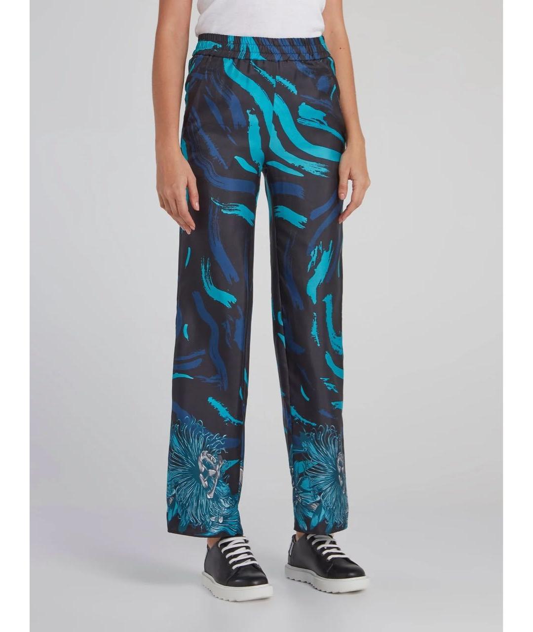 VERSUS VERSACE Мульти шелковые прямые брюки, фото 2