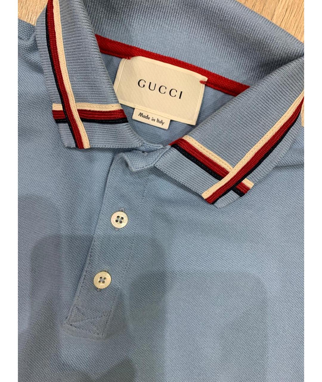 GUCCI Голубая хлопковая детская футболка, фото 3