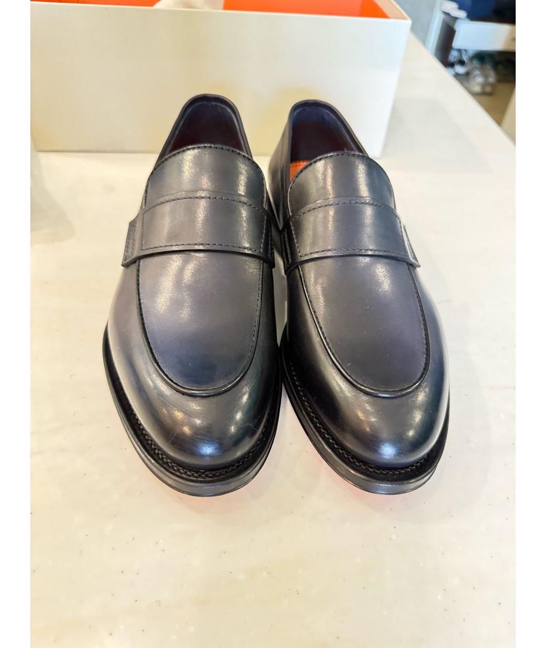 SANTONI Темно-синие кожаные лоферы, фото 2