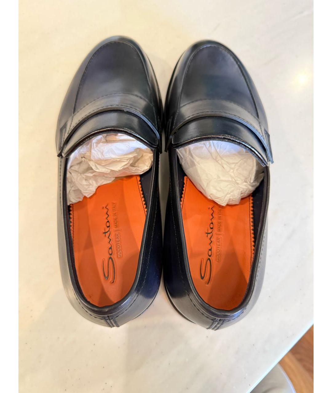 SANTONI Темно-синие кожаные лоферы, фото 3