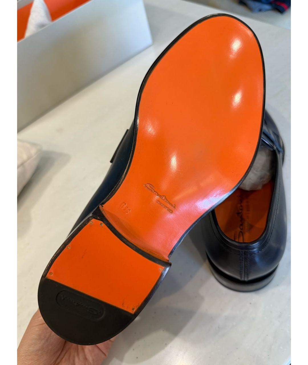 SANTONI Темно-синие кожаные лоферы, фото 5