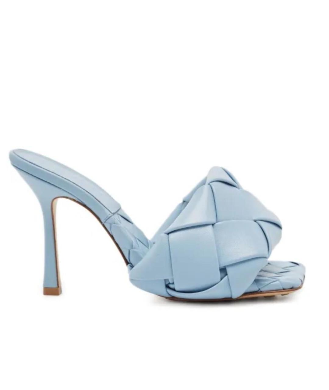 BOTTEGA VENETA Голубые кожаные мюли, фото 1