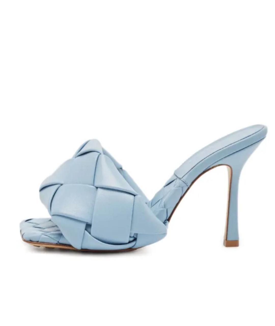 BOTTEGA VENETA Голубые кожаные мюли, фото 3
