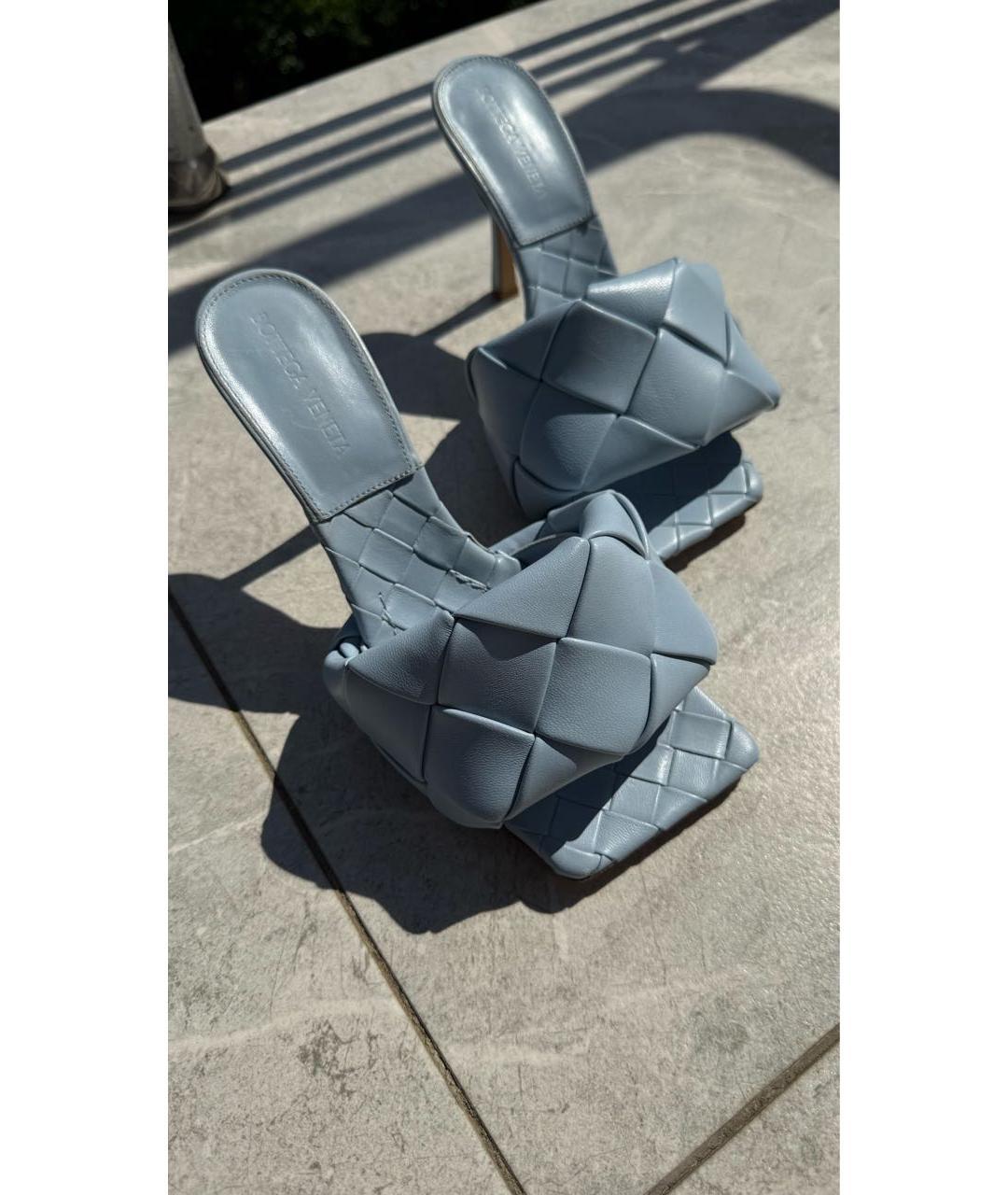BOTTEGA VENETA Голубые кожаные мюли, фото 5