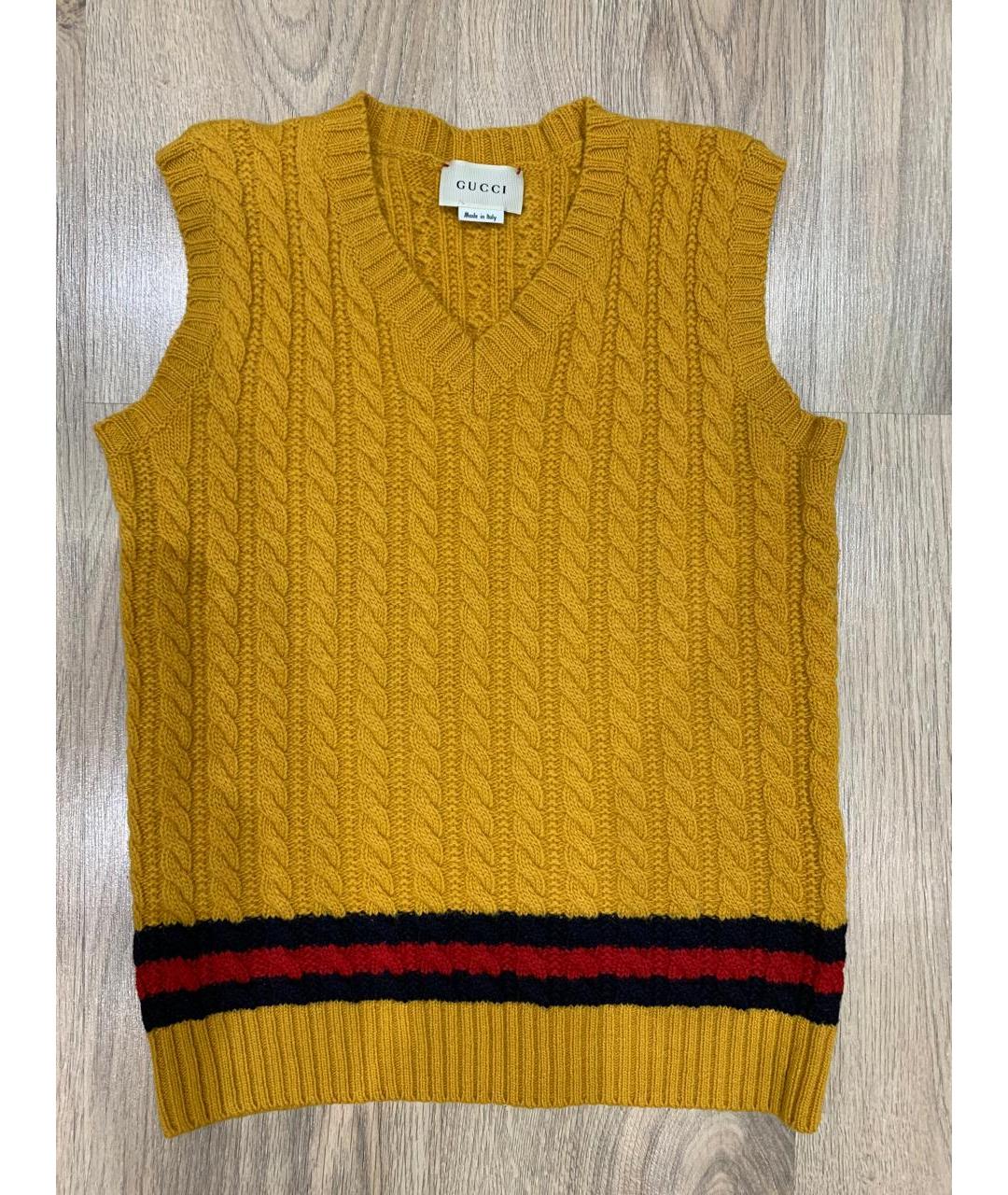 GUCCI Горчичный хлопковый жакет / жилет, фото 5