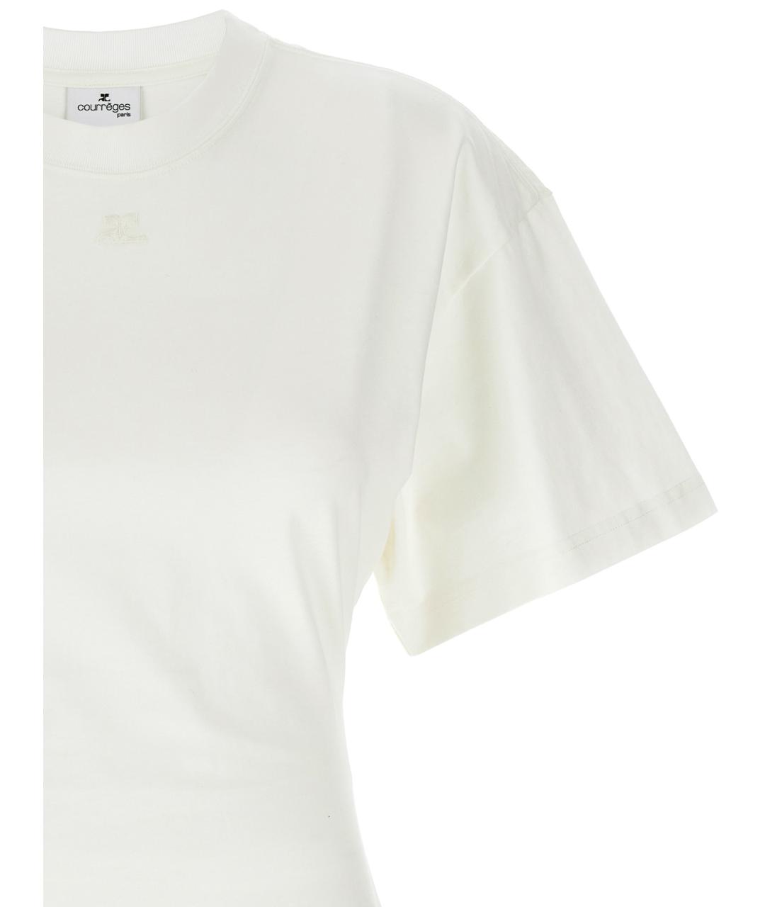 COURREGES Белая хлопковая футболка, фото 3