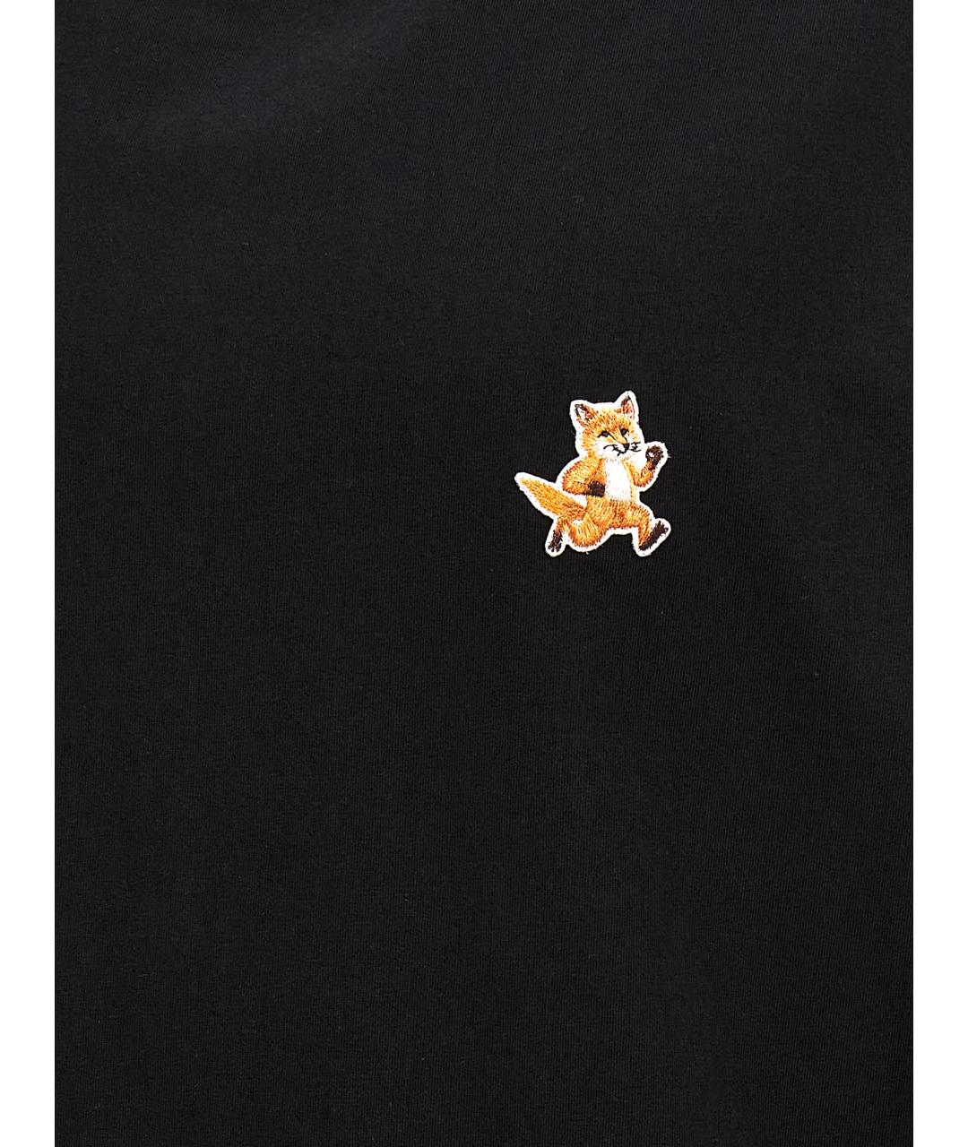 MAISON KITSUNE Черная хлопковая футболка, фото 4