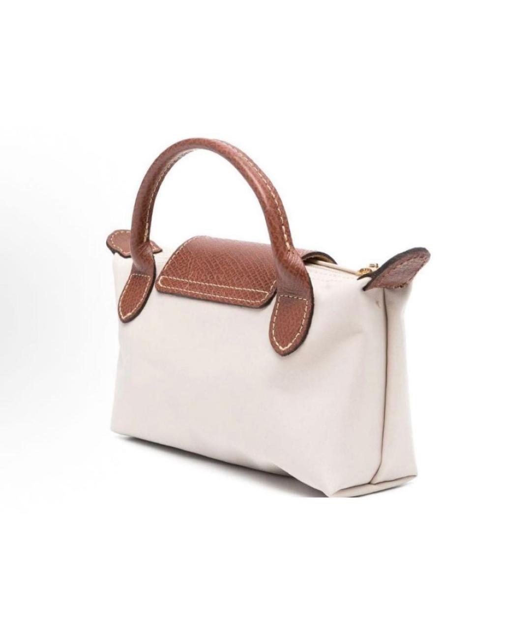 LONGCHAMP Бежевая тканевая сумка с короткими ручками, фото 3