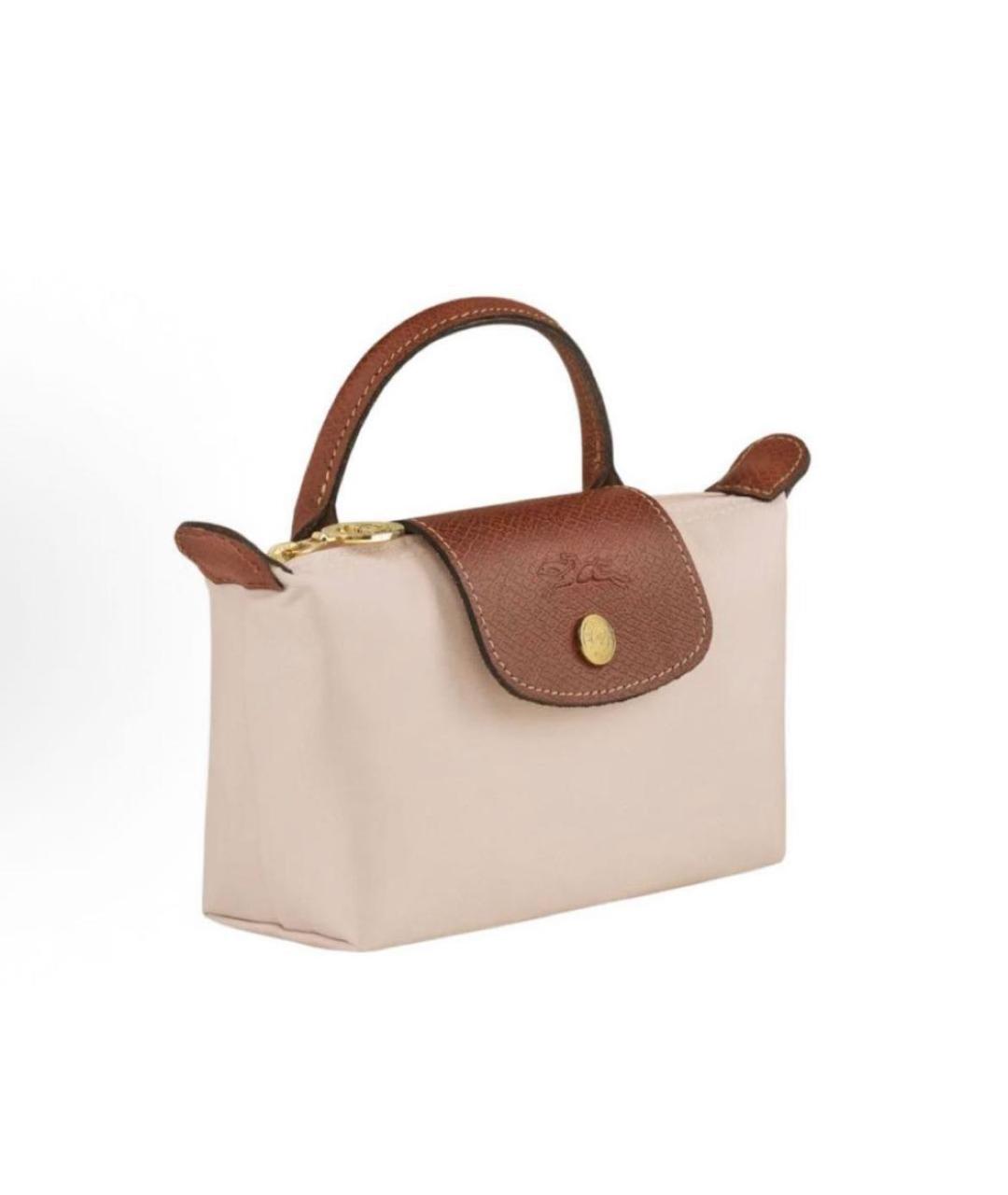 LONGCHAMP Бежевая тканевая сумка с короткими ручками, фото 2