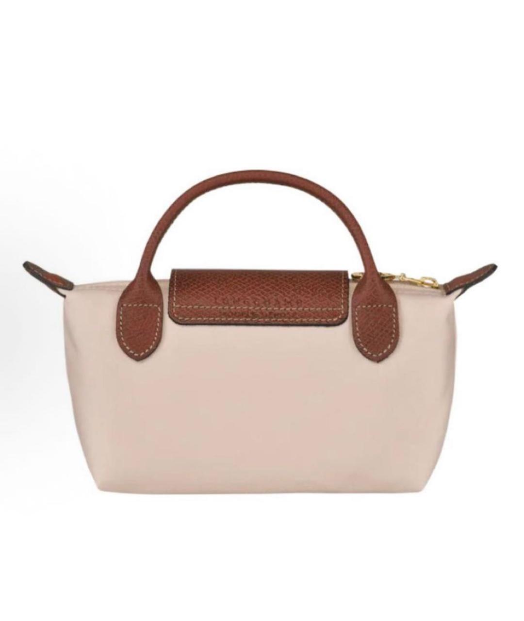 LONGCHAMP Бежевая тканевая сумка с короткими ручками, фото 4