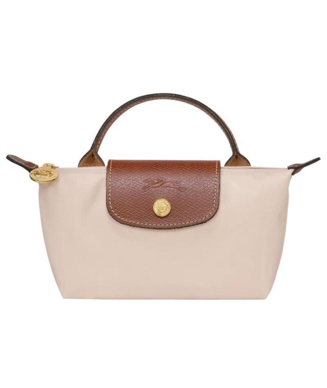LONGCHAMP Бежевая тканевая сумка с короткими ручками, фото 1