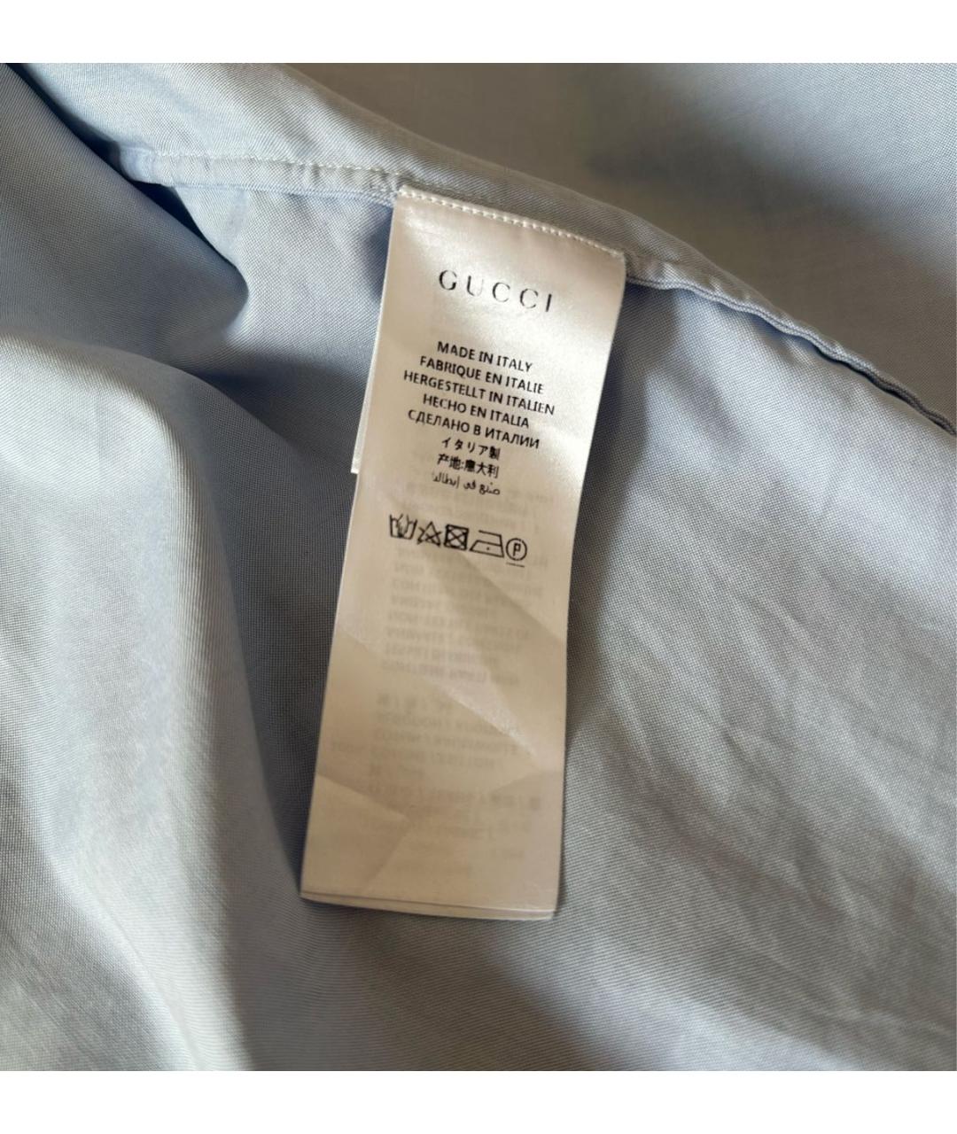 GUCCI Голубая хлопковая классическая рубашка, фото 5