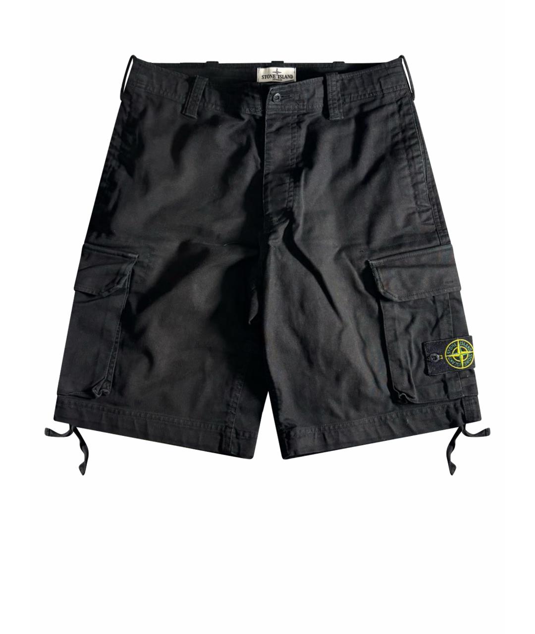 STONE ISLAND Черные хлопковые шорты, фото 1
