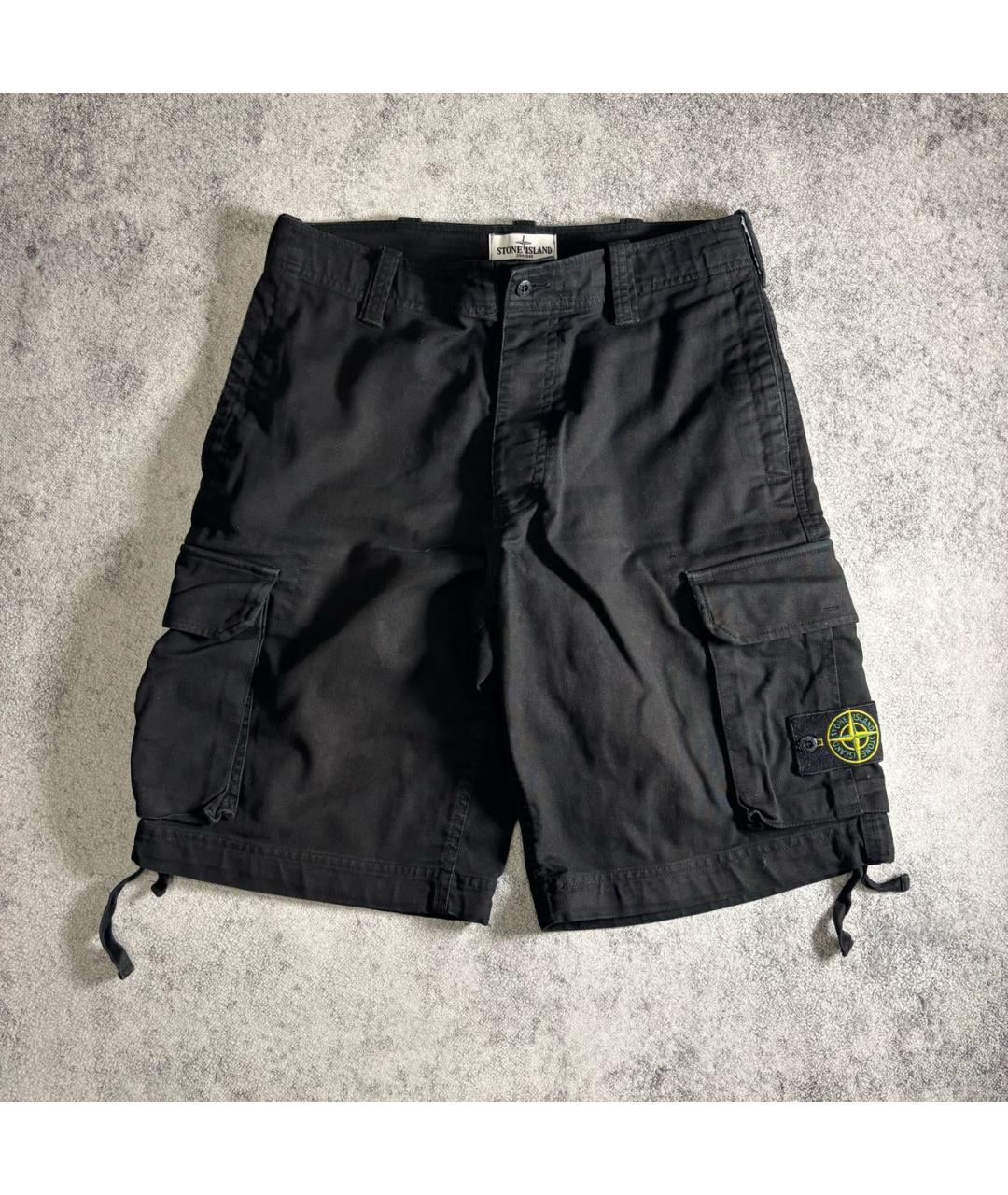 STONE ISLAND Черные хлопковые шорты, фото 6