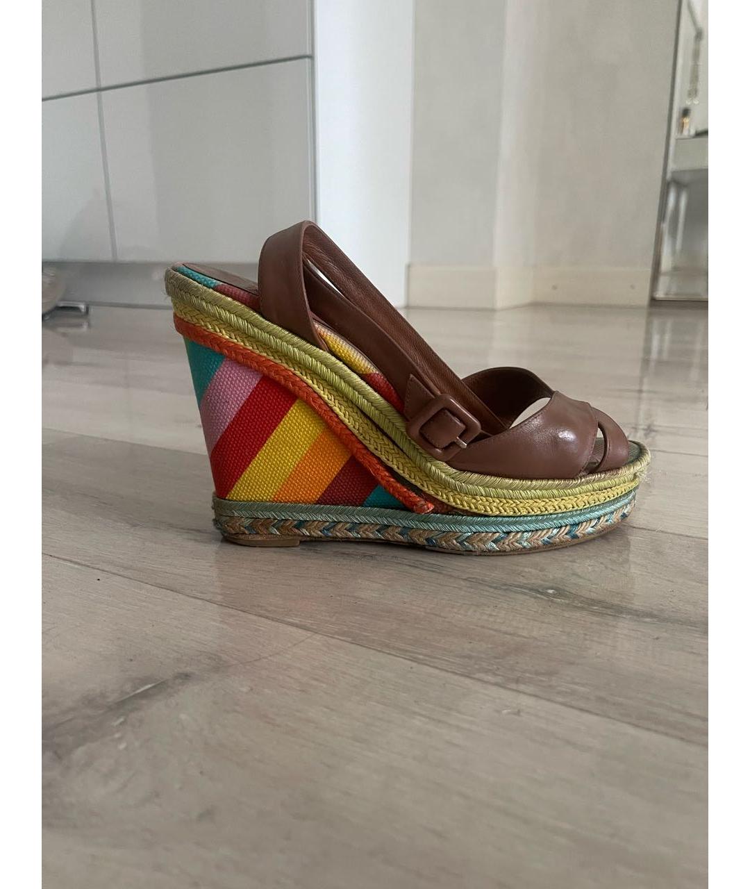 VALENTINO Коричневые кожаные босоножки, фото 8