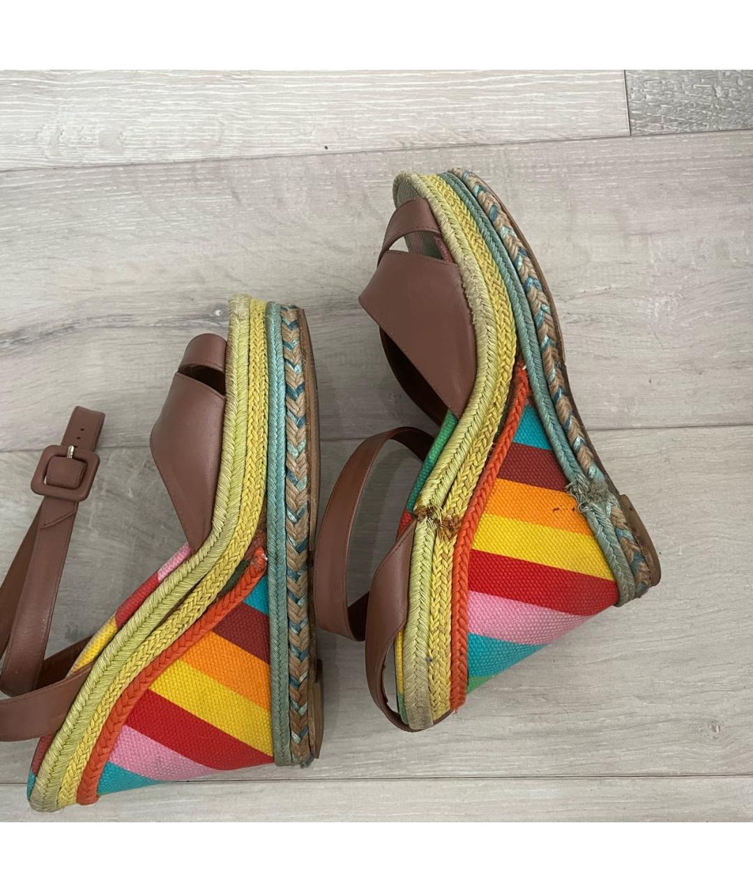 VALENTINO Коричневые кожаные босоножки, фото 6